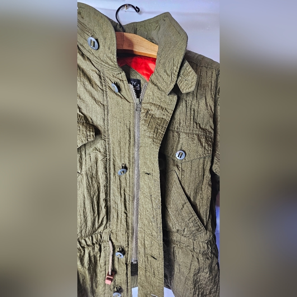 ​Andy Johns Women S Olive Drab Crinkle Nylon Jacket Vintage Quilted Lining Gorp - Picture 6 of 11